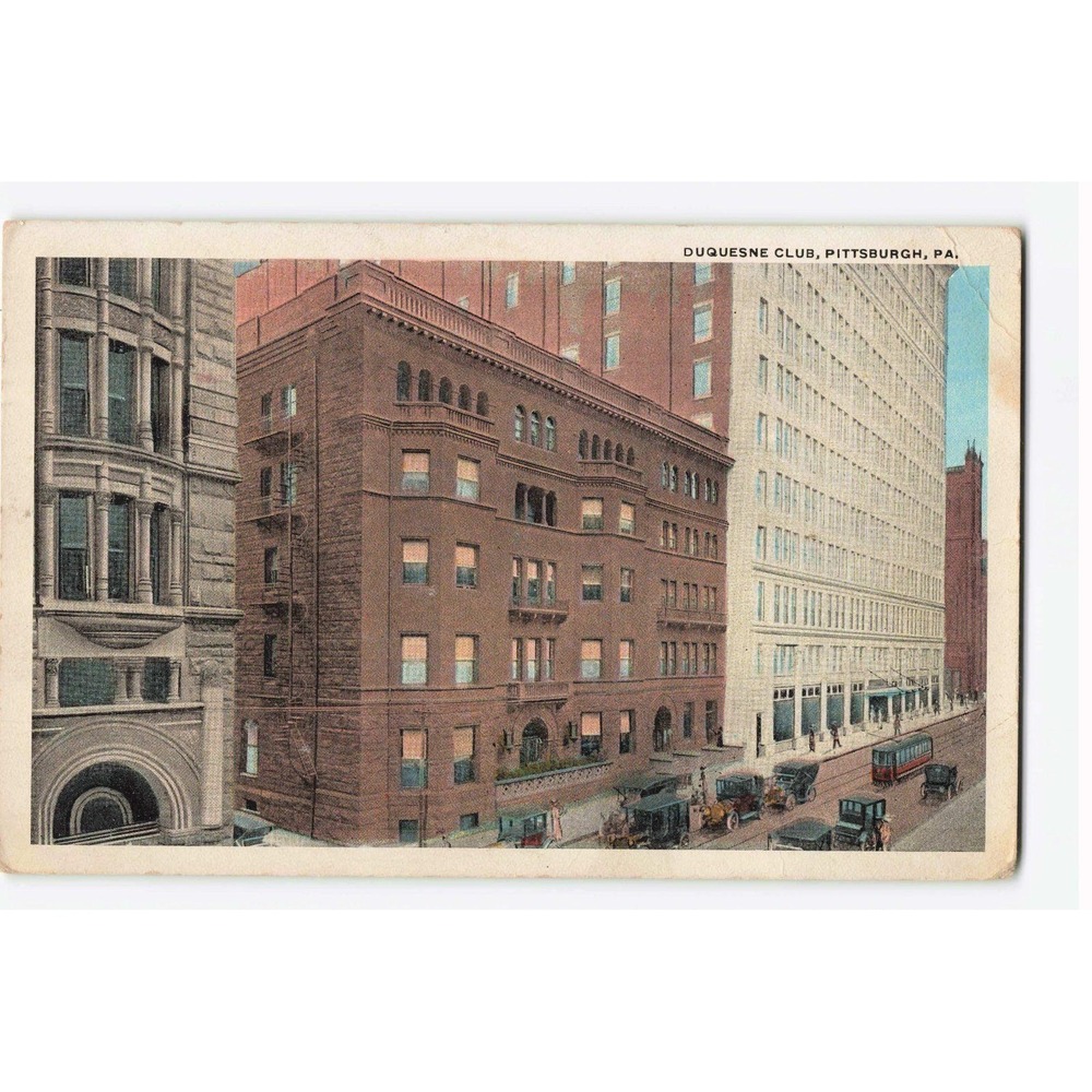 Vintage Duquesne Club Pittsburgh PA Postcard 1922 Postmark I. Robbins & Son